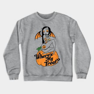 Where's My Treat? Halloween Retro Vintage Pin Up Design Crewneck Sweatshirt